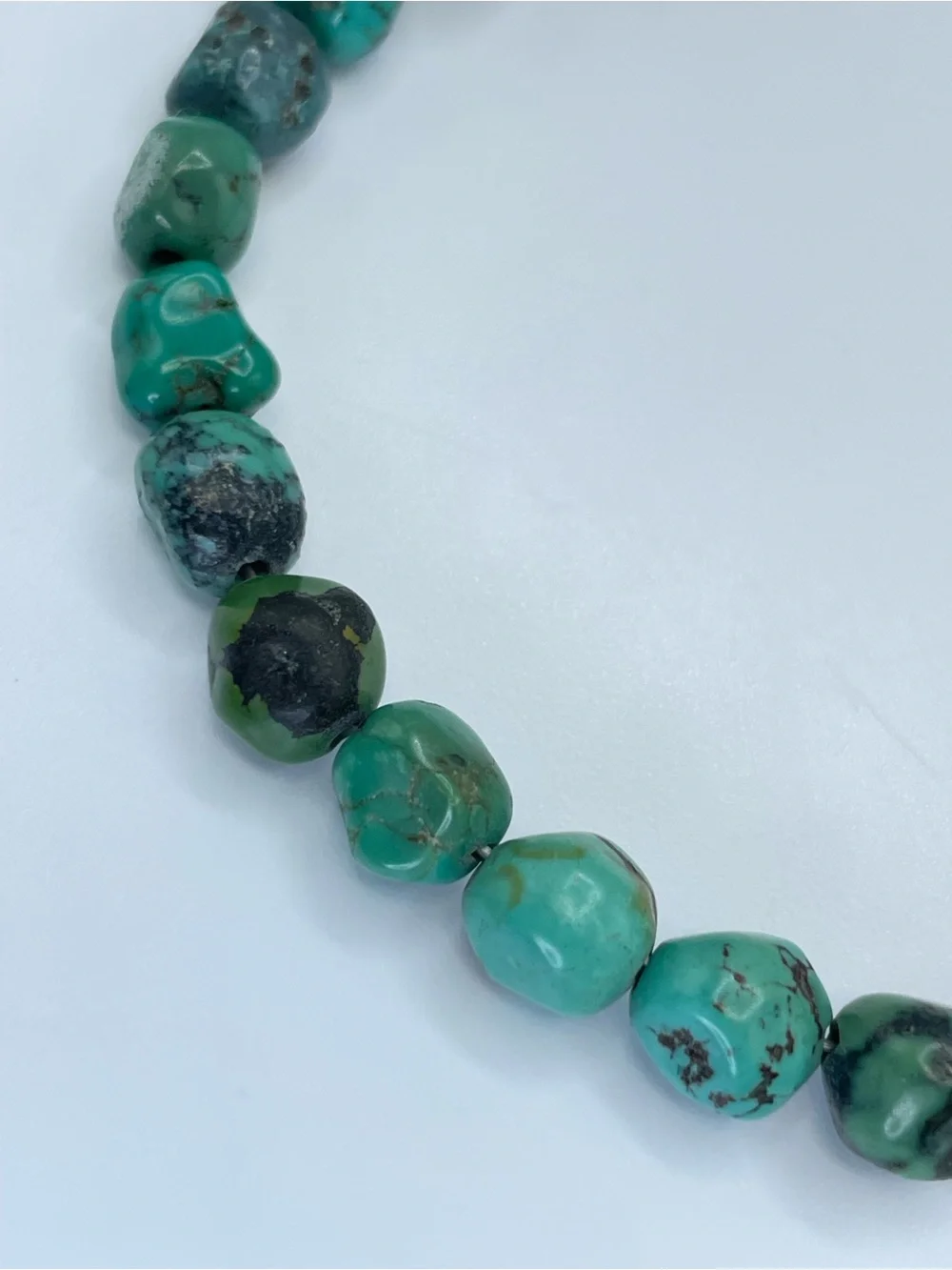 Genuine Turquoise Bead Sterling Silver Anklet Bracelet Southwestern Boho